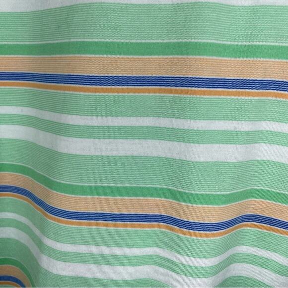 Peter Millar Striped Green and Orange Short Sleeve Polo Size L - Picture 3 of 5